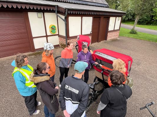 Trishaw training session volunteers