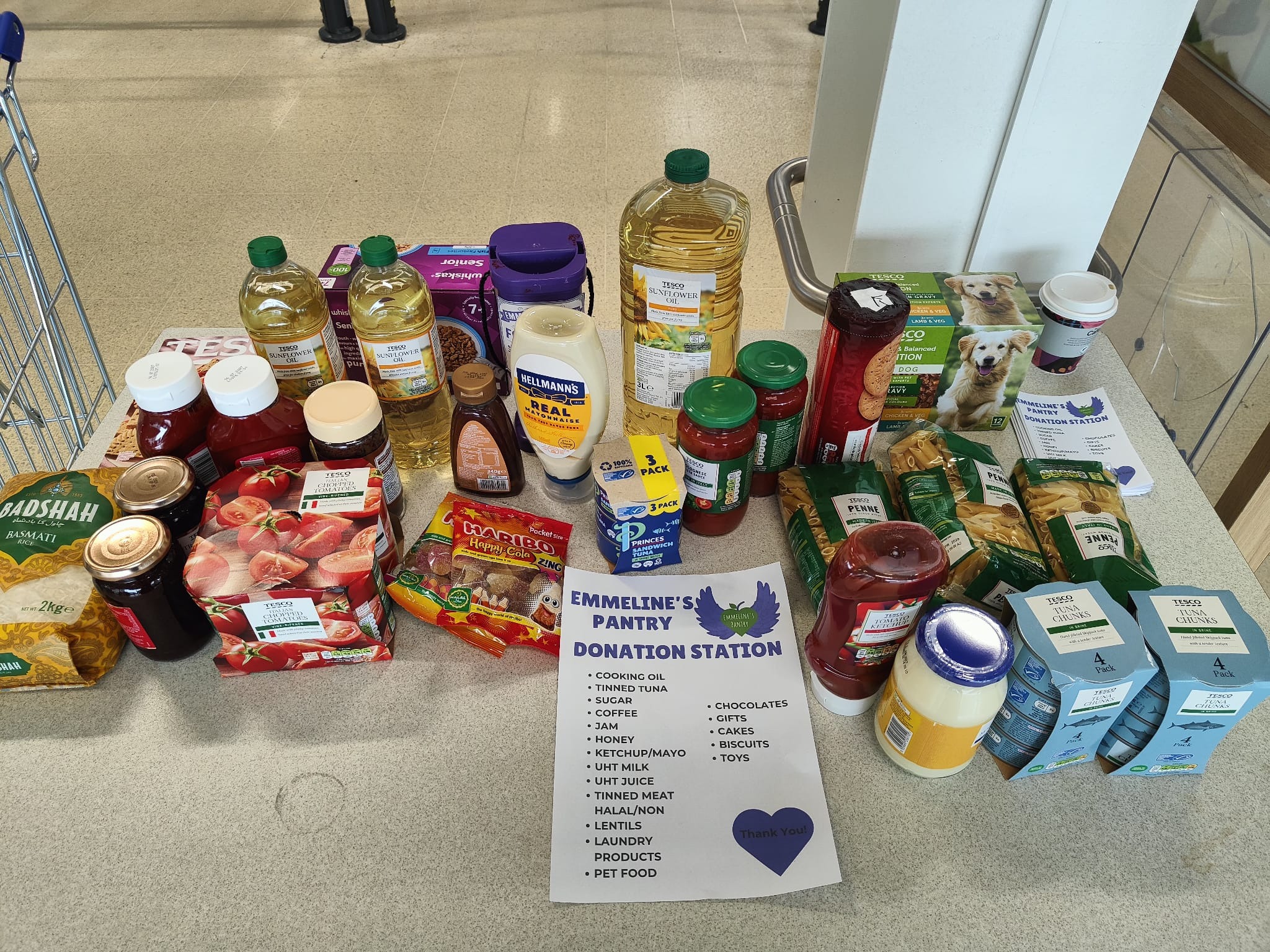 Tesco roadshow food donation collection for Emmeline's Pantry 2